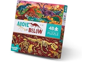 Crocodile Creek - Above + Below - Dinosaur World - 48-Piece Jigsaw Floor Puzzle with Heavy-Duty Shaped Box for Storage, Large 27" x 20" Completed Size, Designed for Kids Ages 3 Years and up