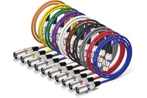 EBXYA Cable XLR 1M 10-Pack Micrófono Cables de plomo de color de parche - Cable balanceado de conector XLR macho a hembra