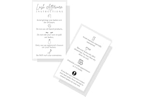 LASHICORN Lash Aftercare Instruction Cards | 50 Pack | 2 x 3.5” inch Business Card | Lash Artist Supplies | Minimalist Black and White Design