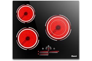 Glass Ceramic Hob 3 Plates 5500 W with Dual Loop Function, Disaenvir Hob 3 Hobs Built-in, 60 cm Self-sufficient Hob, 9 Power Levels, Child Locks, Sensor Touch, Anti-Touch Function