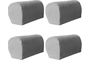 Errum Armchair Covers, Set of 4 Stretch Armchair Couch Non-Slip Arm Caps Armrest Cover Furniture Protector Slipcovers for Chair Sofa Couches Recliner (Light Grey)