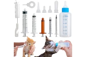 DONQL Puppy Nursing Bottle Kit, 60ml Pet Feeding Dispenser Tool, Kitten Nipple Syringe, Pet Syringe Feeding Kit with with Replacement Nipples for Newborn Kittens, Puppies, Rabbits, Small Animals