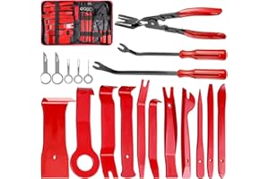 XQX 19 Pcs Trim Removal Tool, Auto Clip Pliers Fastener Remover Set, Pry Tool Repair Kit, Fastener Clips Removal Car Tool for Panel, Audio, Dash, Window, Clip and Upholstery with Storage Bag