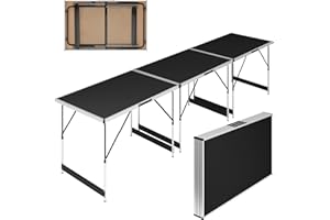 Miadomodo® Table Pliante - 3 Pièce, Pliable, en Aluminium, Hauteur Réglable, Robuste, Multifonction - Table Pliable de Camping, Jardin, Intérieur/Extérieur, Pique-Nique, Balcon, Marché aux Puces