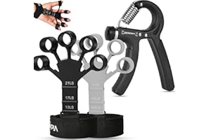 Vicloon Wzmacniacz dłoni, zestaw treningowy przedramienia, regulowany opór 10-50 kg, wzmacniacz palców 3-9,5 kg, czarny silikon i stal nierdzewna, idealny dla muzyków, sportowców i rekonwalescencji po