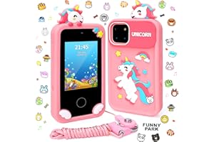 FULLOVE Girl Gifts Age 6 7 8 9 Kid Smart Phones: Presents for 6-10 Year Old Girls Kids Learning Phone Birthday Gift for 7 8 9 10 Year Old Girls Toy Reminder Game Phone for Kids Age 10 - 12 Girl Pink Phone