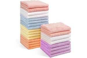 Orighty Paquete de 24 paños para bebé (7 x 9 pulgadas), toallas de microfibra de forro polar coral, paños de lavado súper suaves y absorbentes para recién nacidos, bebés y niños pequeños, suaves para