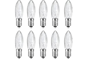 Caldarax 10 Stück Spitzkerze E10 24V 3W Ersatzbirnen Topkerzen für 10 Schwibbogen, Warmweiß 2700K, 30LM, Klar Riffelkerze Spitzschaftkerze für Brennstellen, Lichterketten, Schwibbogen, Weihnachtsbaum