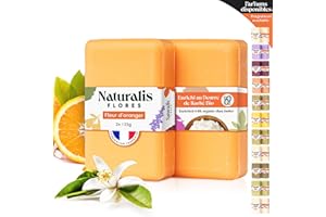 NATURALIS FLORES 2 Savons Fleur d'Oranger & Karité Bio - 250g - Nourrit et hydrate la peau en profondeur - Parfum délicat - Sensation de confort et douceur - Fabriqué en Provence - Savon solide artisanal Nature & Doux
