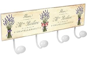 POMOLINE PERCHA pared metal diseño Retro Vintage decoración Jardín RAMO LAVANDA con 4 GANCHOS porcelana