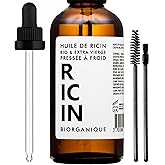 Huile de Ricin 100% Bio, Pure et Naturelle - 100 ml - Soin pour Cheveux, Cils, Ongles, Peau.
