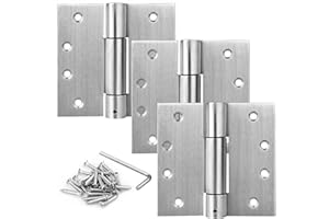 TSSS 3 Pack Self Closing Door Hinges 4"(100 x100 mm),Stainless Steel Spring Butt Hinges fits 40 mm Thick Door Panel,for Home, Indoor Garden, Hotel, Commercial,Max Load 30kg