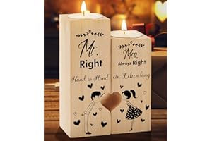 Hochzeitsgeschenke für Brautpaar, KAAYEE Herzförmiger Kerzenhalter Geschenke Hochzeit für Paare, Mr und Mrs Verlobungsgeschenk für Beide, Jahrestag Geschenk zur Hochzeit (Frischvermählte)