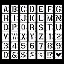 Lettre Pochoir 42 Pochoirs Lettres Et Chiffres Réutilisables - Plastique - Pour Peinture, Artisanat, Déco - Taille 10x7.6cm Pochoir Lettre