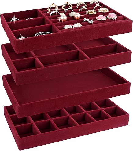 Plateau Rangement En Cuir Synthétique - Organisateur Bijoux, Montres, Clés - 4 Compartiments - Blanc - 30,2x20x4,2 Cm - 4