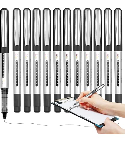 16 Penne Roller A Inchiostro Liquido Nero 0.5mm | Per Scuola, Ufficio E Casa - Foto 5