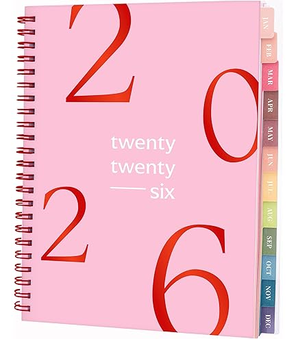 POPRUN Agenda 2025 2026 Semainier 22 X 16,5 Cm D'Août 2025 à Déc 2026, Planner Disposition Horizontale Scolaire 17 Mois Avec Couverture Souple Spirale, Règle Et Signet, Papier 80g/m², Violet Lavande