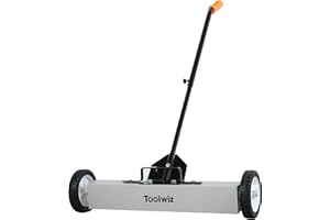 Toolwiz Magnetic Pick Up Sweeper 60.96cm/24 inch Large Magnet Pickup Lawn Sweeper Roofing Tools, 14.96kg/33Lbs Yard Magnet with Telescoping Holder and Quick Release Latch Industrial Magnets Heavy Duty