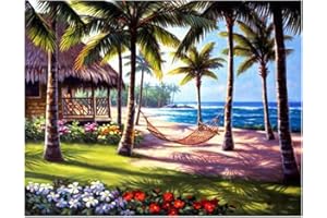 DCIDBEI （40 x 50 cm)DIY Square Diamond Painting Full Drill Peinture Diamant Carré Broderie Diamant 5D Cocotier Peinture par numéro Kit Broderie Point de Croix kit Mosaïque Cadeau Décoration Murale Salon