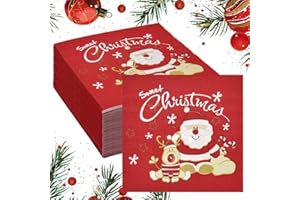DTYGUIXE 100 Stück Weihnachten Servietten, Rot Weihnachten Papierservietten, Winter Paper Napkins, Weihnachtstisch Deko, Servietten Weihnachten Motiv für Weihnachten, Silvester, Abendessen, Haushalt