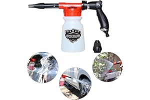 BLITZ CLEAN Hose Pipe Carwash Snow Cannon Foam Blaster Nozzle Gun for Car, Truck, Boat & More - 5 Presure Settings, Just Spray & Rinse, No Residue or Film, No Need for a Pressure/Jet Wash (Red)