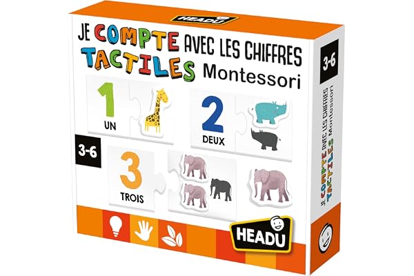 Headu - Je Compte avec Les Chiffres en Relief Montessori - Touche Et Découvre Les Chiffres Et Les Quantités ! | Jeu Educatif 2 3 4 5 6 Ans, Jeu Educatif Montessori, Cadeau Enfants, Cadeau Fille