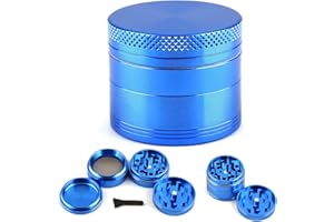 S STUARTS DIRECT LIMITED Metal Herb Grinders | 4 Piece Blue Coloured Spice Grinder (40mm) 1.5 inch Small Portable Tobacco Crusher for Herbs, Spices in Four Pieces | Sharp Shark Teeth | Premium Smoking Accessories