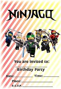 Lego Ninjago Fete D Anniversaire Invite Portrait Formation Motif Decorations De Fete Accessoires Lot De 12 A5 Invitations With Envelopes Amazon Fr Cuisine Et Maison