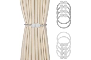 FIDGET PACK 4 Paare Raffhalter Für Vorhänge, Vorhang Raffhalter, Raffhalter Für Vorhänge Mit Magnet Schnallen Holdbacks Halter Haken Clip Für Zuhause Schlafzimmer Büro Dekorativer Vorhang(grau/nicht-gerade Weiss)