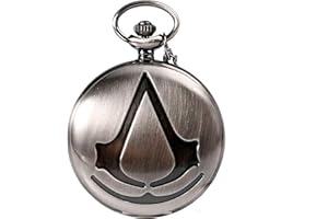 COKINKIDS Steampunk de Assassin Creed Film de Science-Fiction Bronze Analogique Quartz Montre De Poche Collier Pendentif Hommes Femmes Montres Cadeau De Chaîn