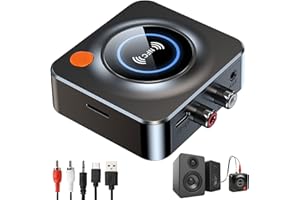 WITFOAM Ricevitore Bluetooth 5.1 HiFi per Stereo, Adattatore Audio Wireless RCA e Jack 3,5 mm, Doppio Collegamento, 30 Metri, Trasforma Impianti, Tablet, Smartphone, PC e Laptop in Audio Senza Fili