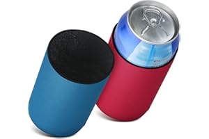 kwmobile Set of 2 Neoprene Can Coolers Compatible with 500ml Can - Keep Beer Soda Soft Drinks Cool - Red/Blue