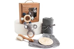 WOODEN TEETHER Prezent dla chłopców i noworodków, prezent z okazji narodzin dziecka, prezent z drewna, zabawka z chwytakiem, ręcznik kąpielowy, kamień milowy, kocyk dla niemowląt, rekwizyt