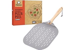Chef Pomodoro Pelle a Pizza avec Poignée en Bois Pliable, Spatule Pizza - Pelle Pizza en Aluminium de Haute Qualité - Pelle à Pizza Gourmande Pour Pizzas,Tarte Flambée, Barbecue et Pain (35 cm)