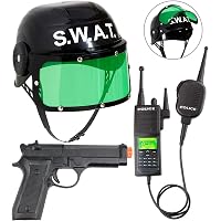 Casque Police Enfant Avec Visière - Déguisement Agent De Police - Taille Unique - Noir Et Blanc