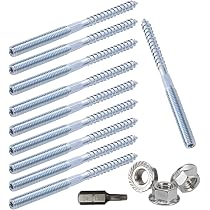 10 Perni Filettati Doppia Estremità In Acciaio Inox 304 - M6x65 Mm, Parzialmente Filettati
