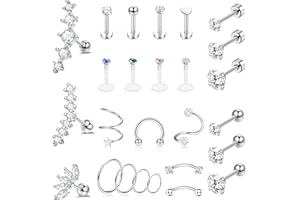 Morfetto Helix Piercing Bijoux Acier Inoxydable Nez Lèvres Anneaux Cartilage Conque Monroe Tragus Forward Helix Piercing Dos Plat Boucles d'Oreilles pour Femmes