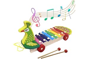 HIUOUIH Xylophone Enfant Enstrument de Musique Enfant Bois Xylophone Clochette avec 2 Maillets pour Bebe, Petits Musiciens