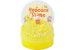 OKAYBEE Slime en mousse de maïs soufflé jaune – Bon jouet sensoriel croustillant extensible et non collant, cadeaux de fête pour filles et garçons âgés de 8 à 12 ans, cadeau d'anniversaire pour enfants