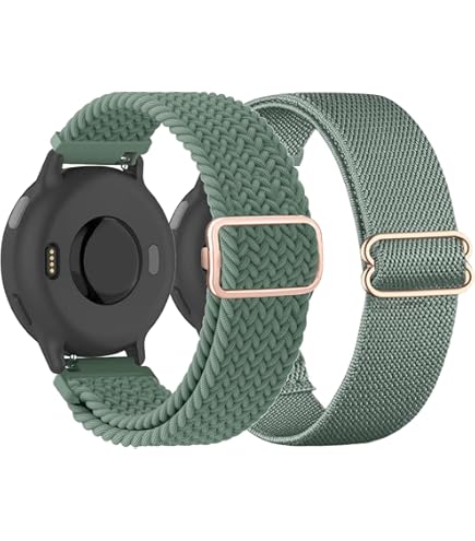 SumRioo 20mm Armband Für Garmin Vivoactive 6/5/3/3 Music/Venu Sq 2/Approach S50/S44, Nylon Geflochtenes Uhrenarmband Für Garmin Forerunner 570 42mm/55/165/165 Music/245/245 Music/645, Grün