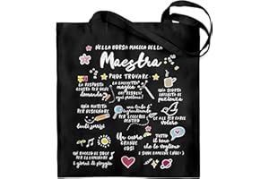 Olallà Shopper Bag di Tela per Maestra “Borsa Magica della Maestra” - Borsa di Cotone con Stampa Illustrata – Idea Regalo per Maestre. Idea Regalo Fine Anno Scolastico