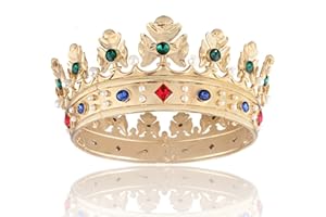 LEEMASING Corona real barroca para hombre, corona de pelo de Príncipe, círculo completo, accesorios de pelo para fiesta de cumpleaños para Cosplay