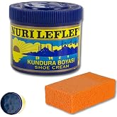 Nurileflef Kundura Boyası, 200 ml, Deri Ayakkabı Bakım Kremi, S&uuml;nger Hediyeli (Lacivert)