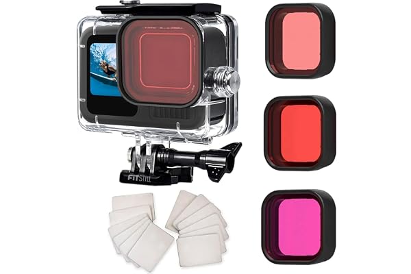 FitStill Boîtier étanche pour Go Pro Hero 13 /Hero 12 / Hero 11 / Hero 10 / Hero 9 Noir, Coque de Protection de 60 m sous l'eau avec 3 filtres