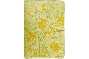 ipoul Journal for Women, Flower Embroidery Refillable Notebook, A5 Binder 6 Ring, Budget Binder, Refillable Sketchbook, Travel Diary, Gift for Friends Female, Yellow Golden Bell, Planner Binder