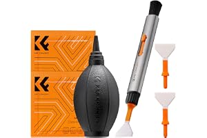 K&F CONCEPT 6-i-1 kamerarengöringssats med tyg, luftfläkt, rengöringspenna | Vakuumduk, utbytbar penna, full ramsvabb, luftblås kompatibel med Canon Nikon-kameror rengöringsverktyg tillbehör