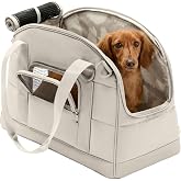 LARKSON Carrier for Small Dogs up to 12 kg Beige - Tjark | Carrier Bag for Dogs and Cats by Plane - Meets Most Airline Standa