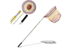 ‎WANGDEFU Fishing Kescher Angeln,Unterfangskescher Angelkescher 205cm Edelstahl,4 Sektionen Teleskop - Gummiert - Langlebiges Nylongeflecht,mit Faltbare Fischernetz,für Erwachsene Kinder,Teich,See,Runde