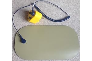 Elimistat UK Anti Static ESD Black Conductive Personal Body Earth Touch Mat (100 x 180mm) (With EU Earth Bonding Plug)