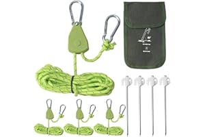 NAHUAA 4 Stück Abspannseile mit Seilspanner 4mm x 4m Reflektierend Camping Seil Einstellbare Seilratsche Abspannleine Zeltschnur mit Reflektierende Heringe für Sonnensegel Campingzelte (Grün)